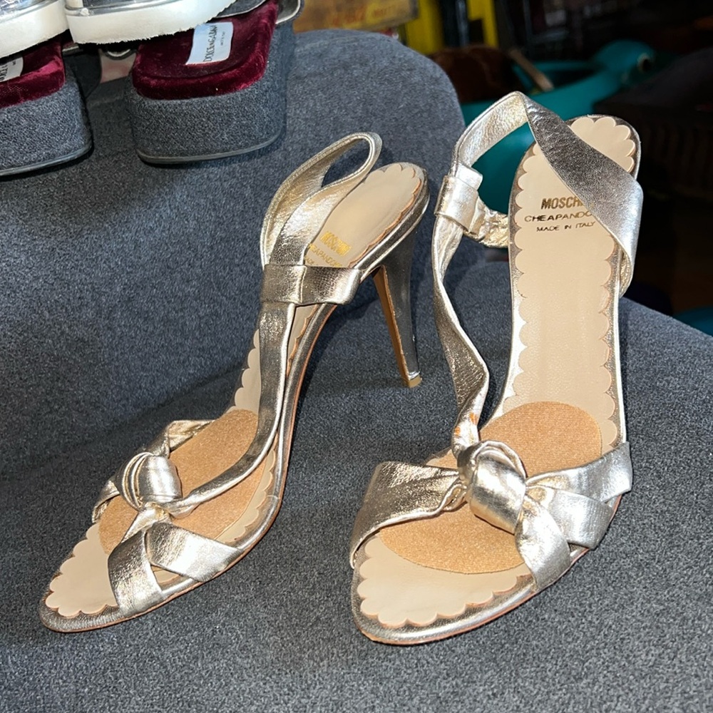 Moschino Silver/Gold Heels with Bow Detail